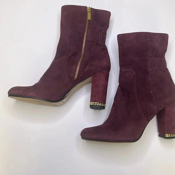MICHAEL by Michael Kors Burgundy Suede Ankle Boots size 10m - Picture 2 of 9